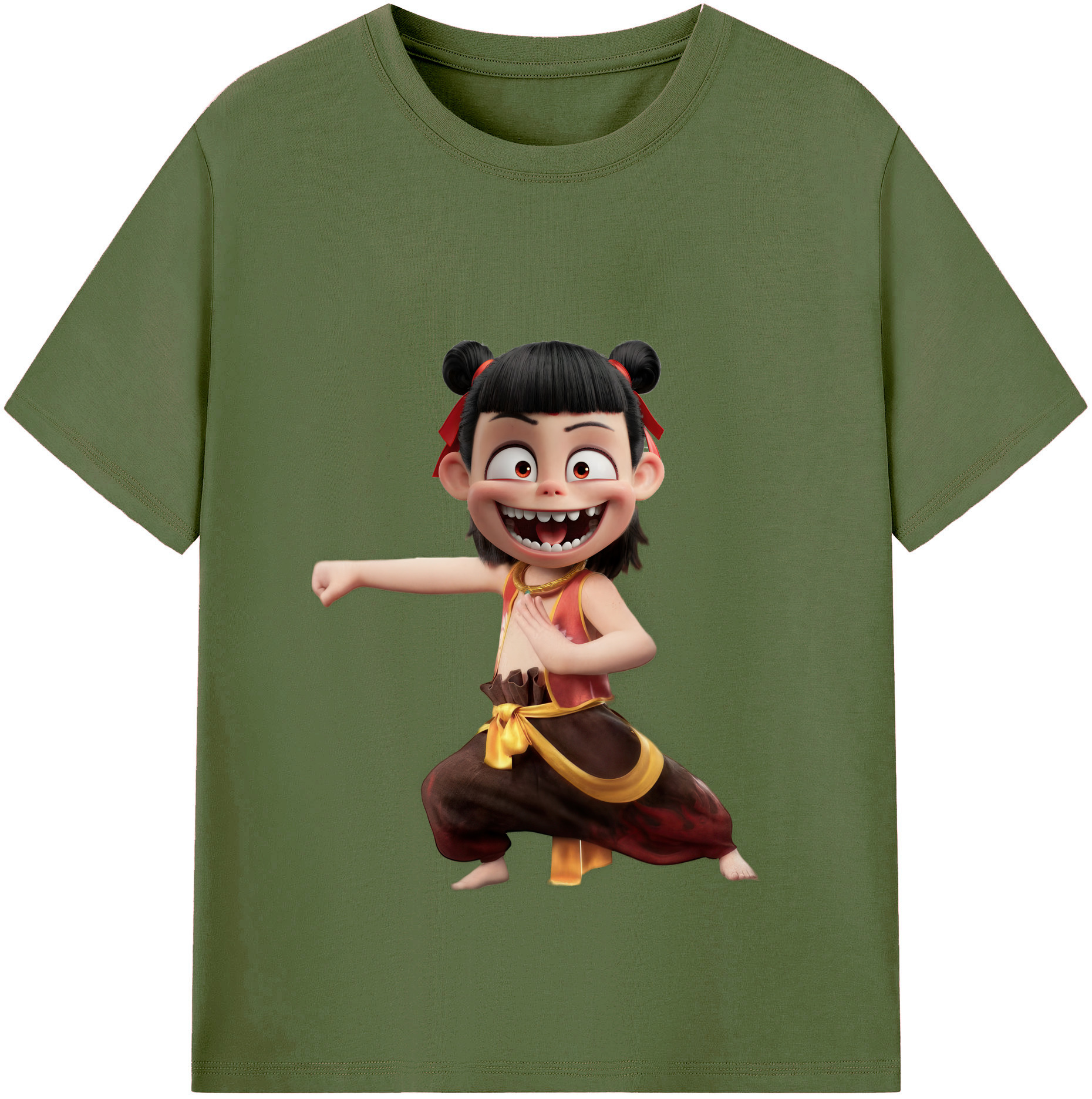 （画像用） Ne Zha 2 ナタ 魔童の大暴れ 綿100％半袖Tシャツ（フロントプリント）